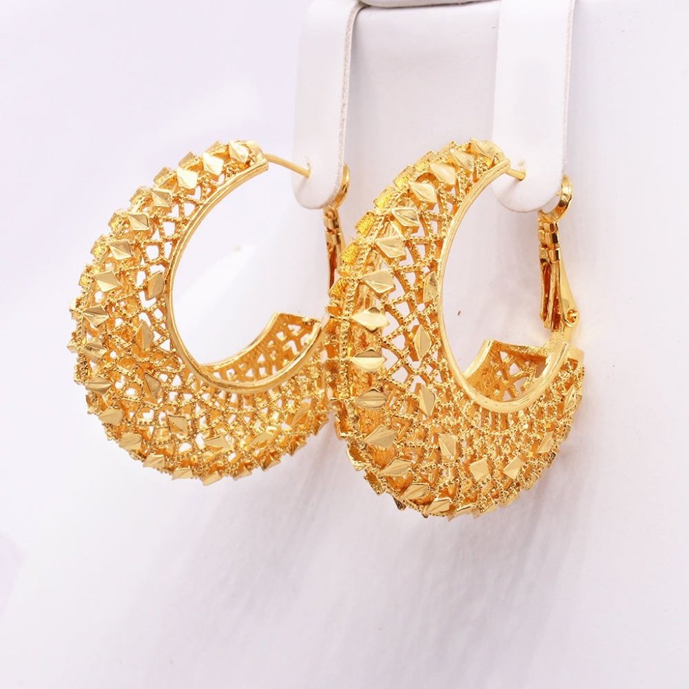 Beautiful Gold Plated Thick Hoop Earrings